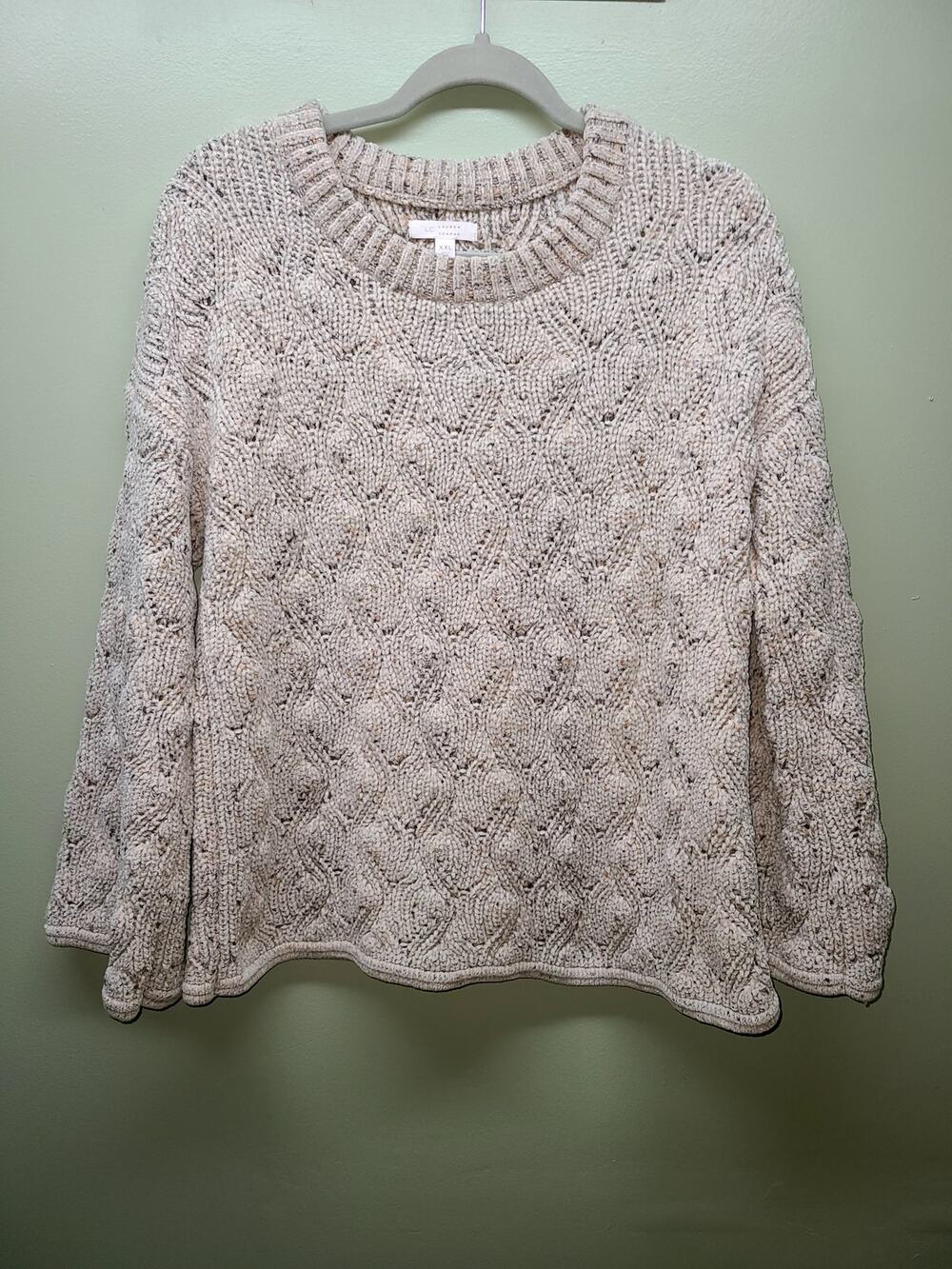 Lauren Conrad Woman Pointelle Knit Cozy Sweater Bell Sleeves 2XL